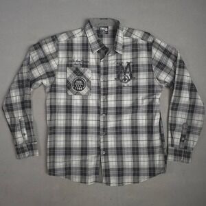 Mecca USA Plaid Shirt‎ Button Up Long Sleeve Patches Casual XL